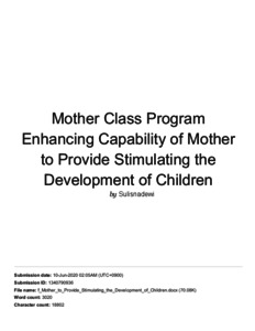 MOTHER CLASS PROGRAM ENHANCING CAPABILITY OF MOTHER TO PROVIDE ...